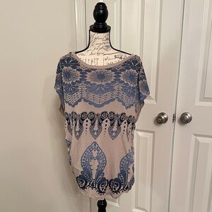 3.1 Phillip Lim Blue and Cream Floral Mini Dress or Blouse